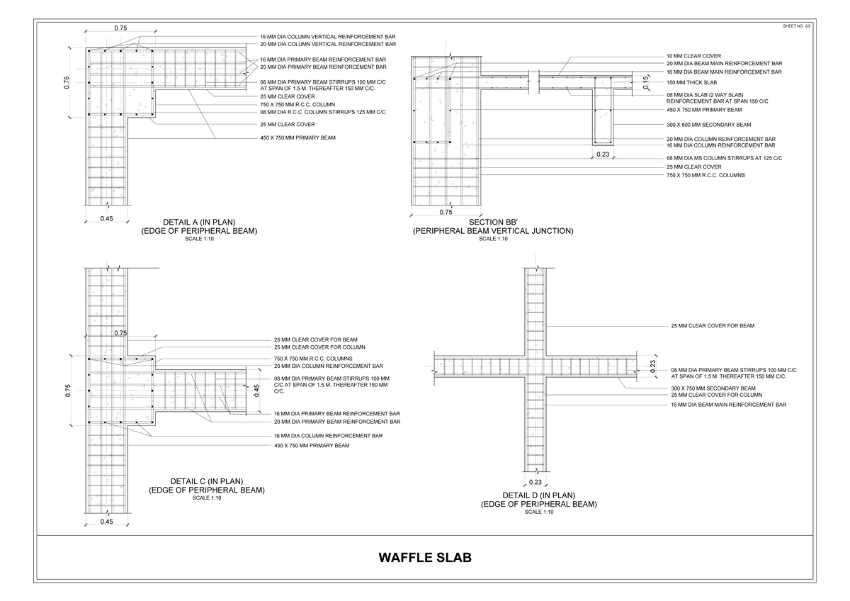 Waffle Slab Sheet 2 - Structural Details and Reinforcement Specs 2023 ...