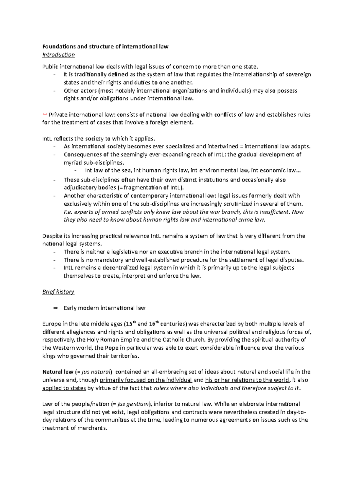 Lecture 1 - Foundations and Structure of International Law Overview ...