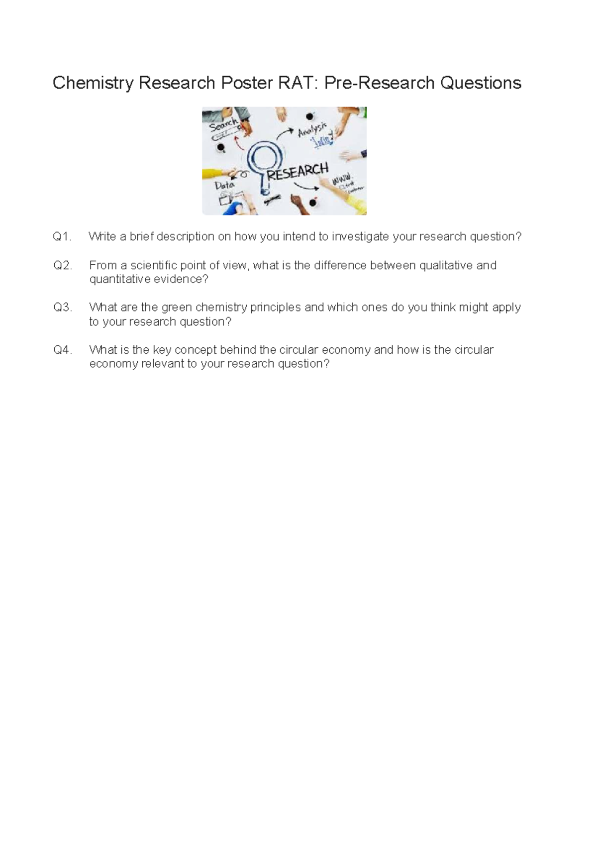 Pre-Research Questions - Write a brief description on how you intend to ...