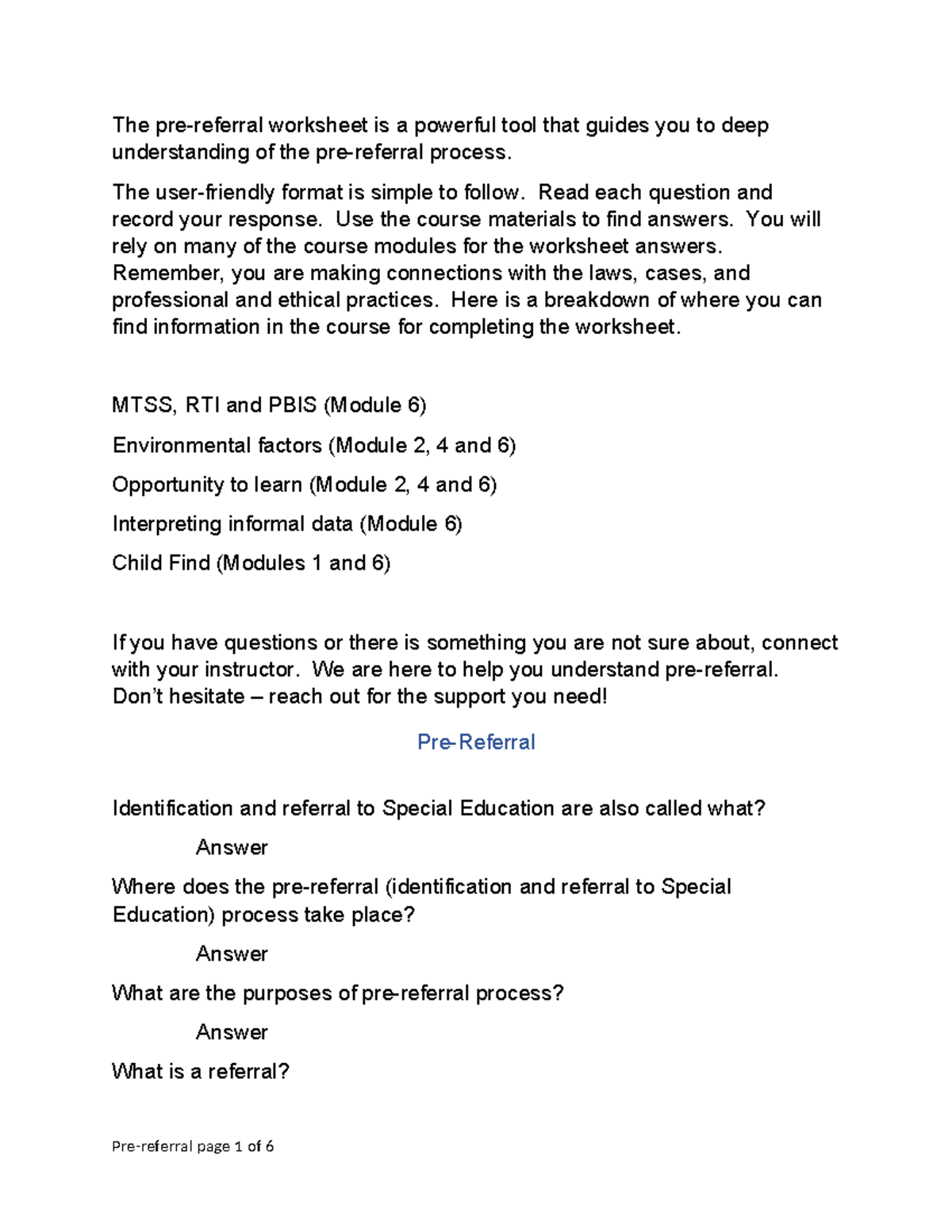 24e611a21d7e29014648 f9dce0c896fc - The pre-referral worksheet is a ...