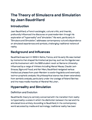 In-Depth Analysis of Jean Baudrillard's Simulacra and Simulation - This ...