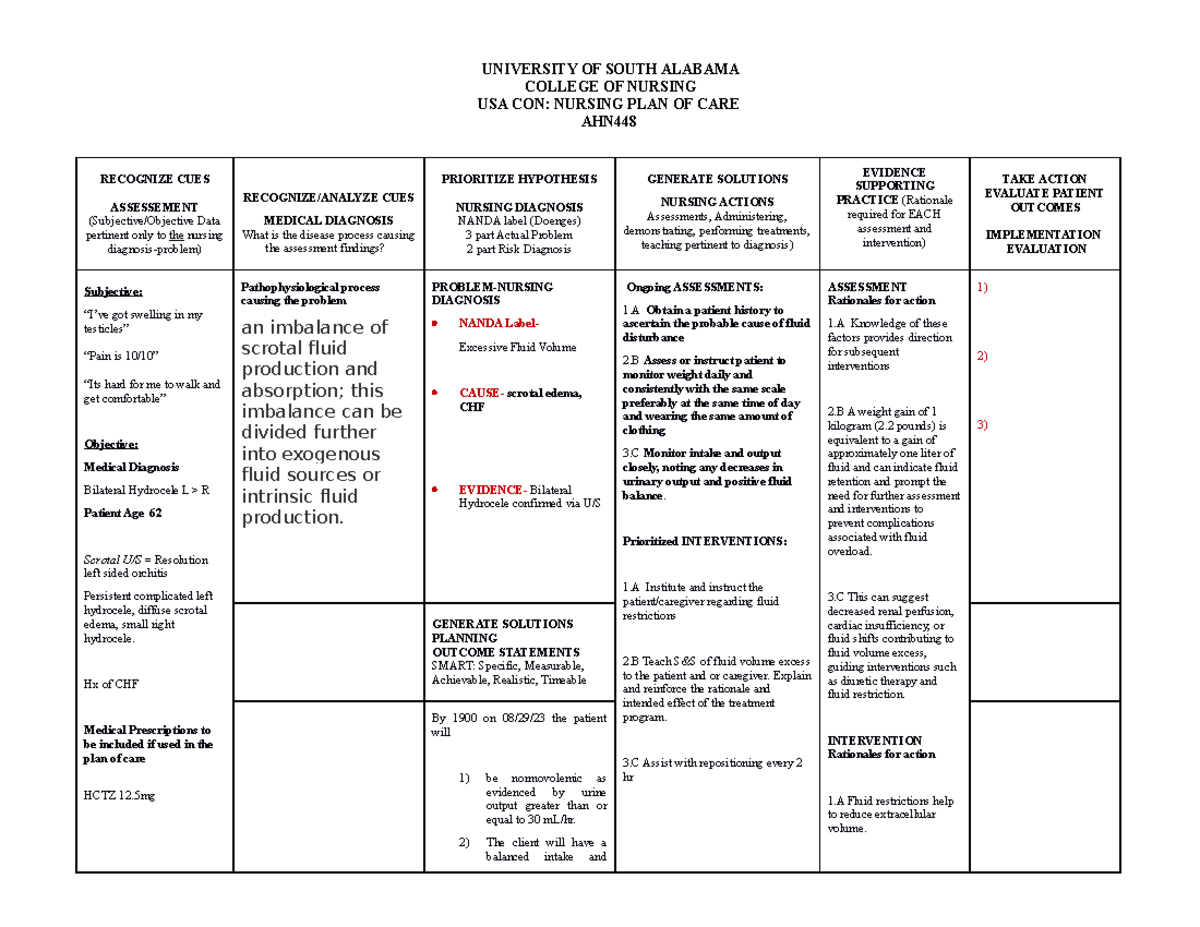 Nursing Diagnosis For Chf Excess Fluid Volume