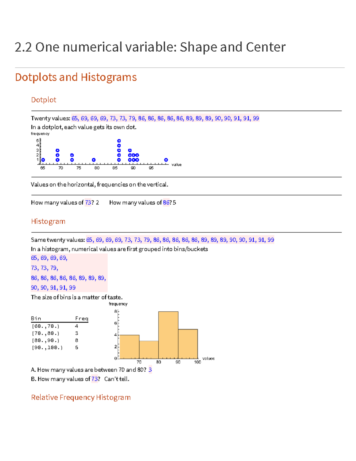Analyzing One Numerical Variable: Shape & Center (Stats 2.2) - Studocu