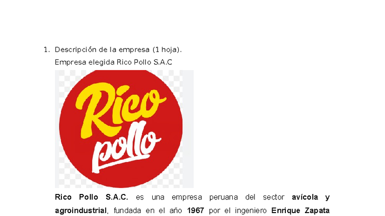 Análisis de la Empresa Rico Pollo S.A.C. - Caso de Estudio - Studocu