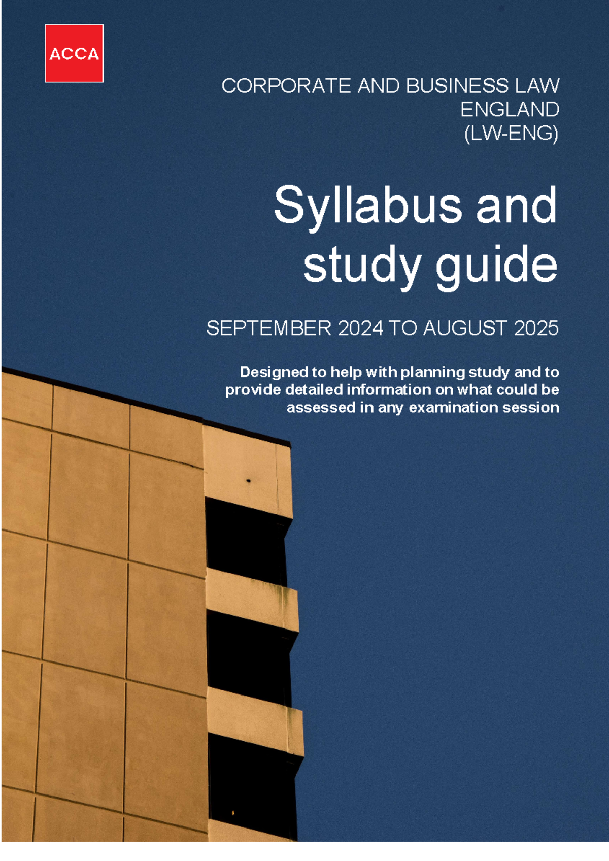 LW ENG S24-A25 syllabus and study guide - final v3 - CORPORATE AND ...