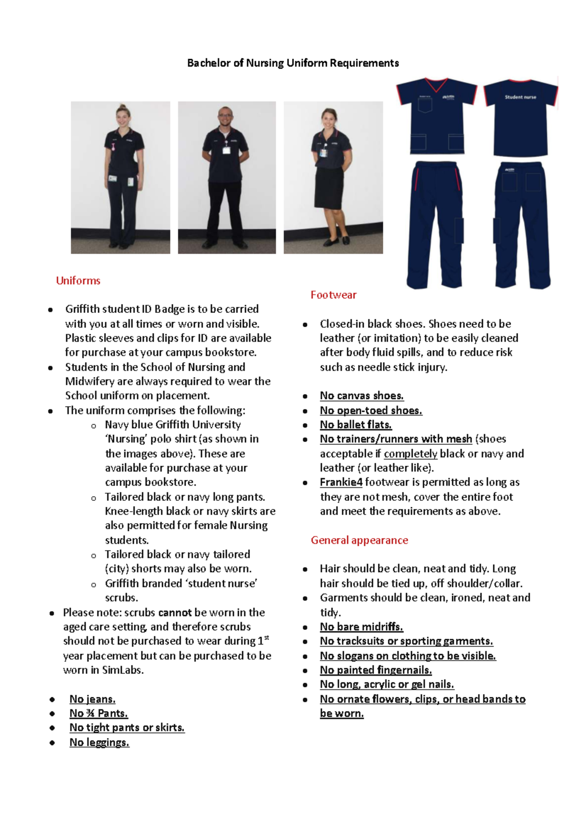 2021 Nursing Uniform Requirements (NURS101) for Griffith Students - Studocu