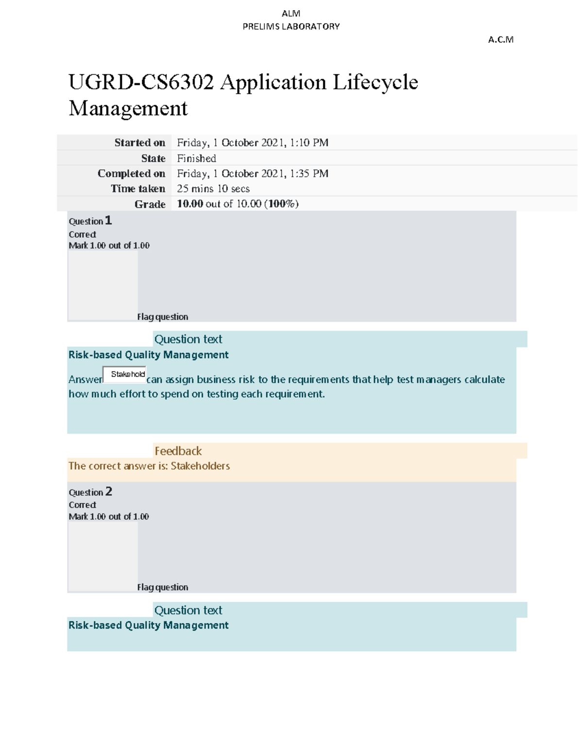 Prelim LABS - Application Lifecycle Management 1 - AMA - Studocu
