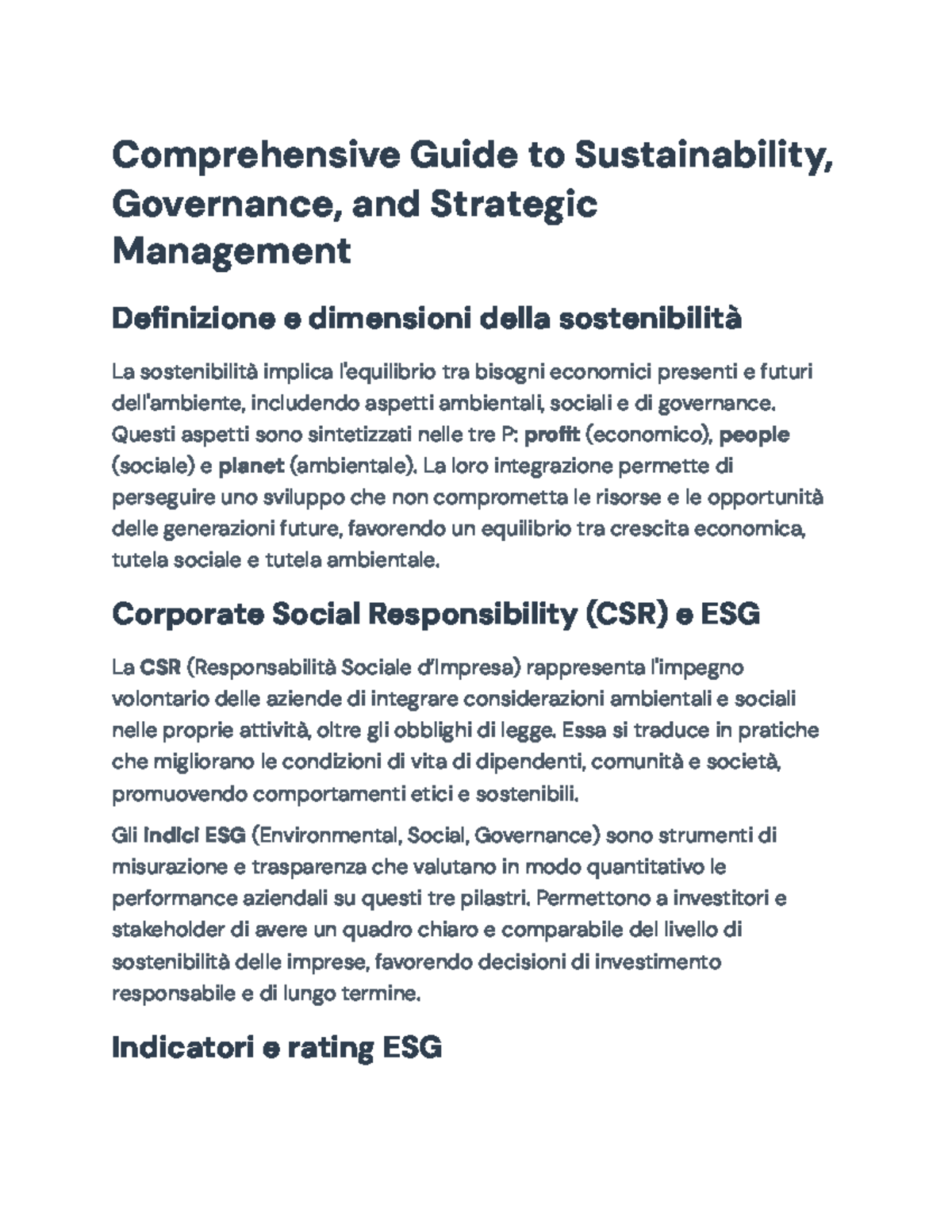 Comprehensive Guide to Sustainability and Governance (ESG) - Studocu