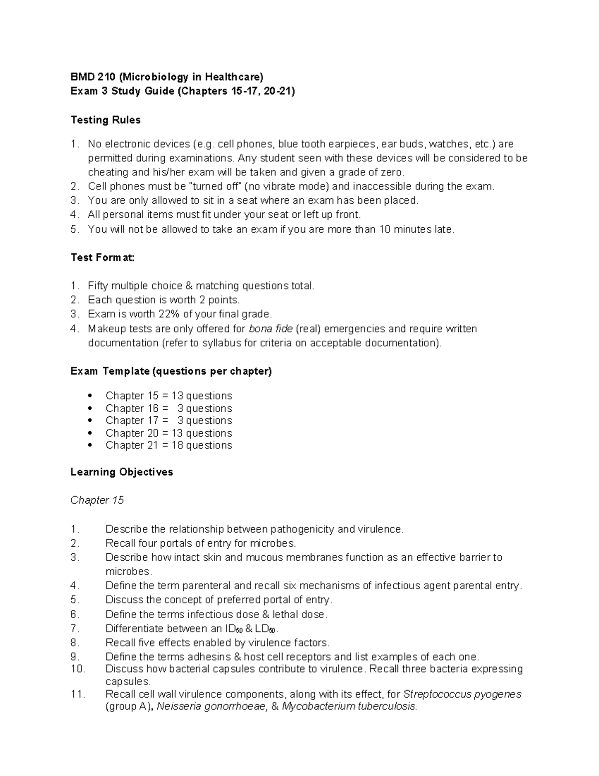 BMD 210 Exam 3 Study Guide - Chapters 15-17, 20-21 SP25 - Studocu