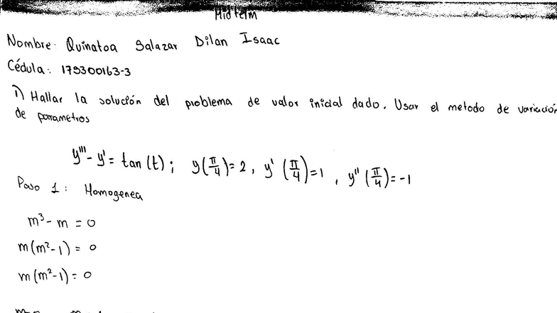 Midterm EDO Notes: Solving Initial Value Problems - Studocu