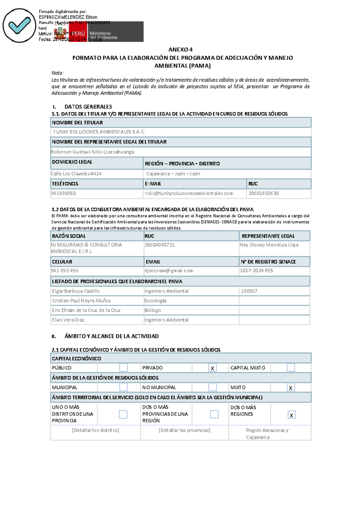 Formato para la Elaboración del PAMA - Anexo 4 (5003014) - Document Preview