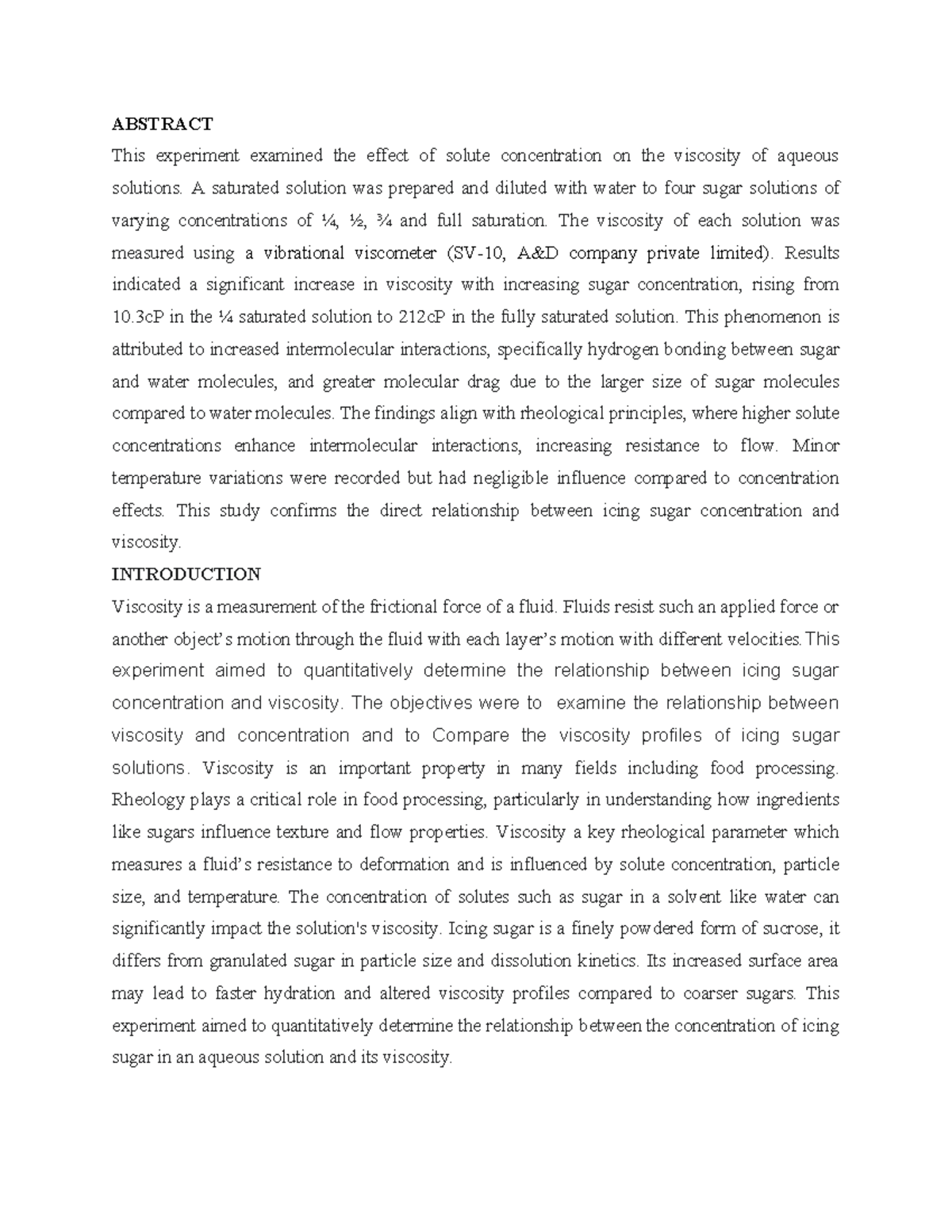 (AAP) Rheology Practical 1 - ABSTRACT This experiment examined the ...