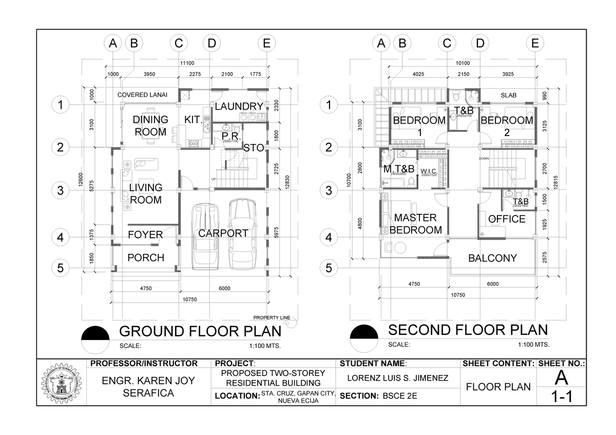 BSCE 2E Final Project: Proposed Two-Storey Residential Building Floor ...