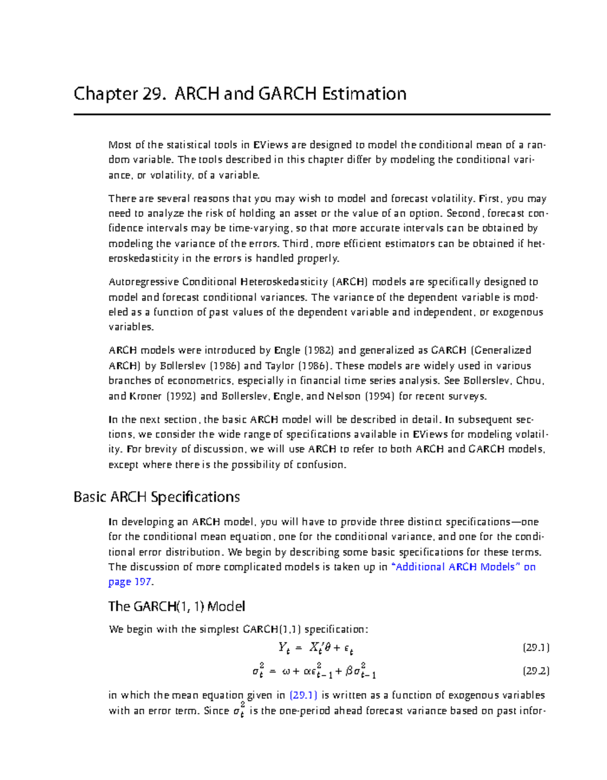 EViews 6 User Guide II: Understanding ARCH and GARCH Models - Studocu