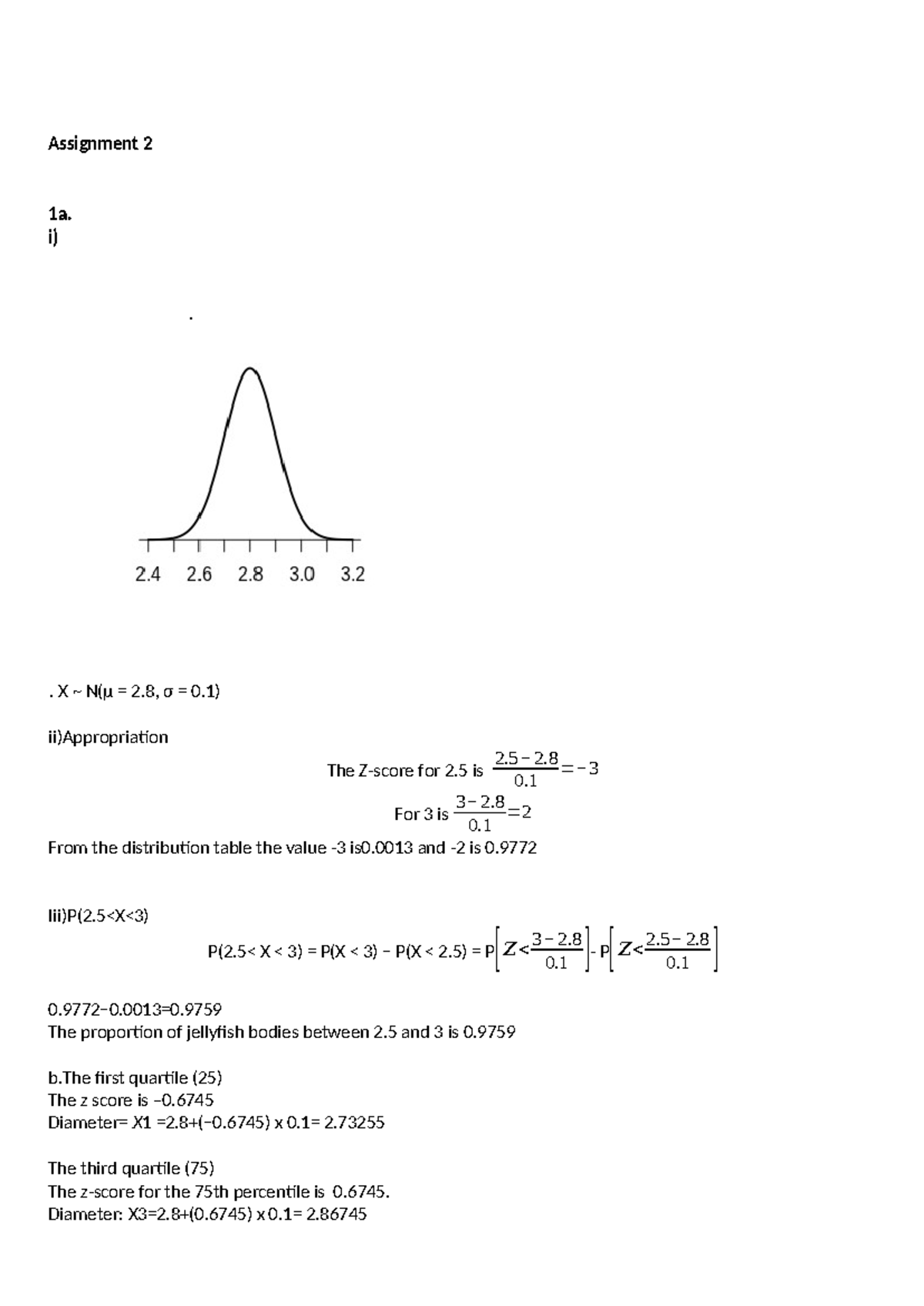 Assignment 2 - Statistical Analysis Notes on Normal Distribution - Studocu