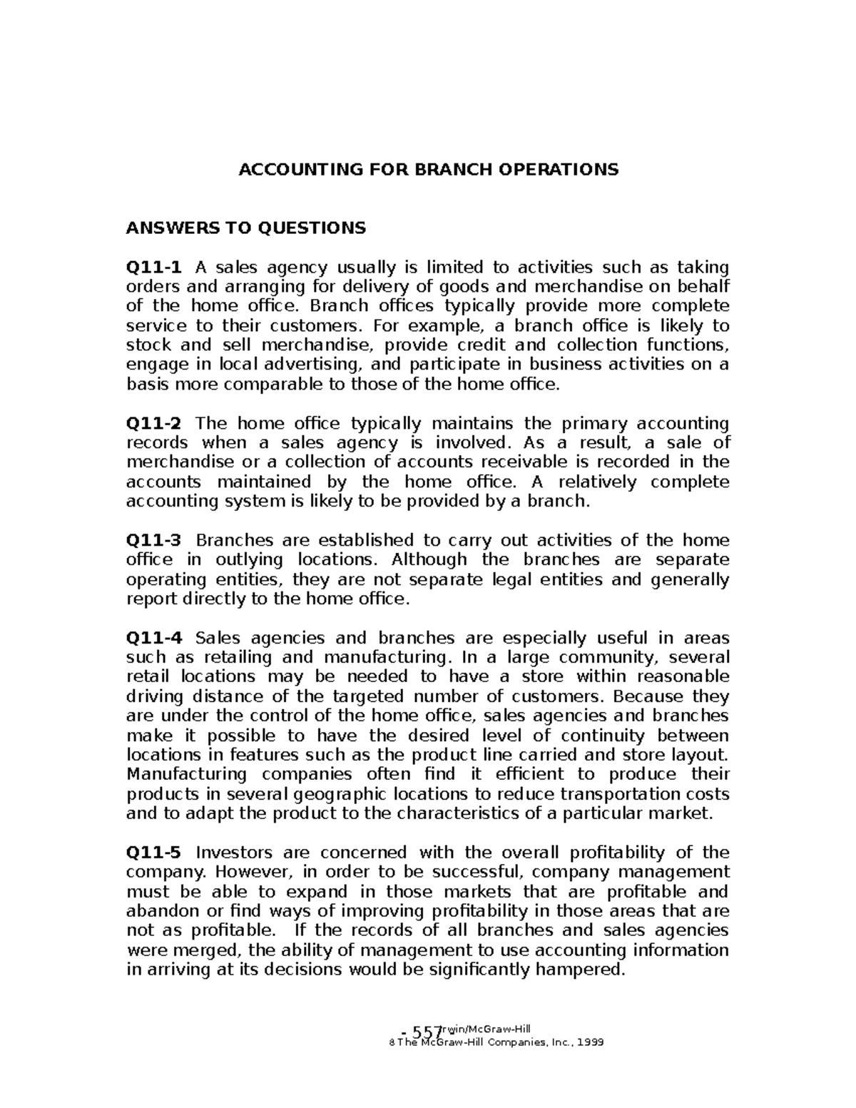 Solutions for Accounting Branch Operations: Q&A, Cases, and Exercises ...