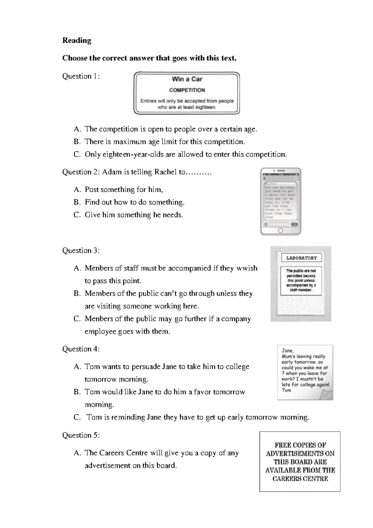 B1 Reading Comprehension Practice - TEST B1 Học Đi - Studocu