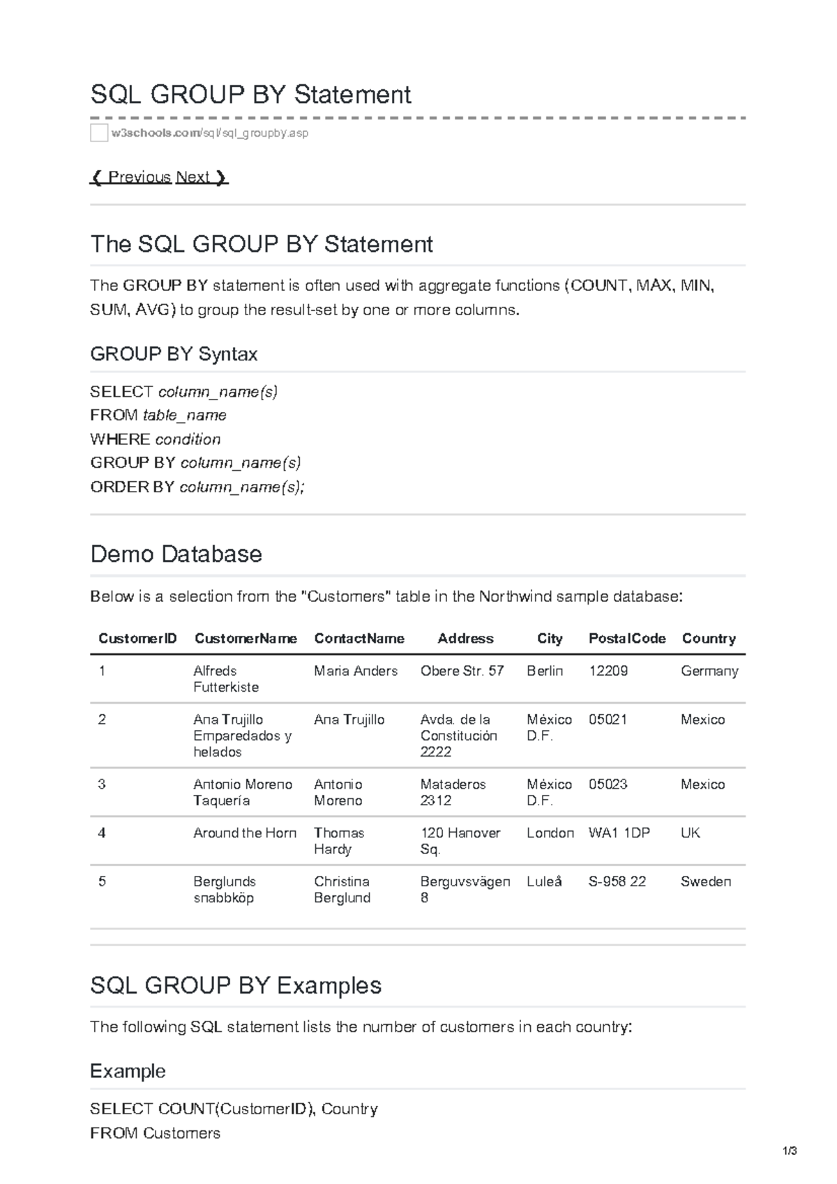 SQL GROUP BY Statement - Note Lab - Studocu