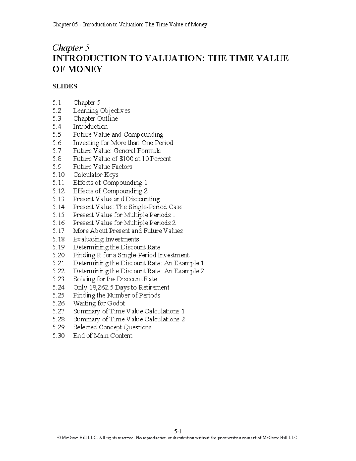 Chapter 05: Introduction to Valuation - Time Value of Money (2024R ...