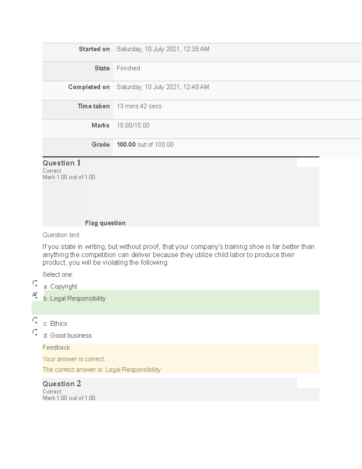 Graded quiz unit 4 bus 1105 - Started on Saturday, 10 July 2021, 12:35 ...
