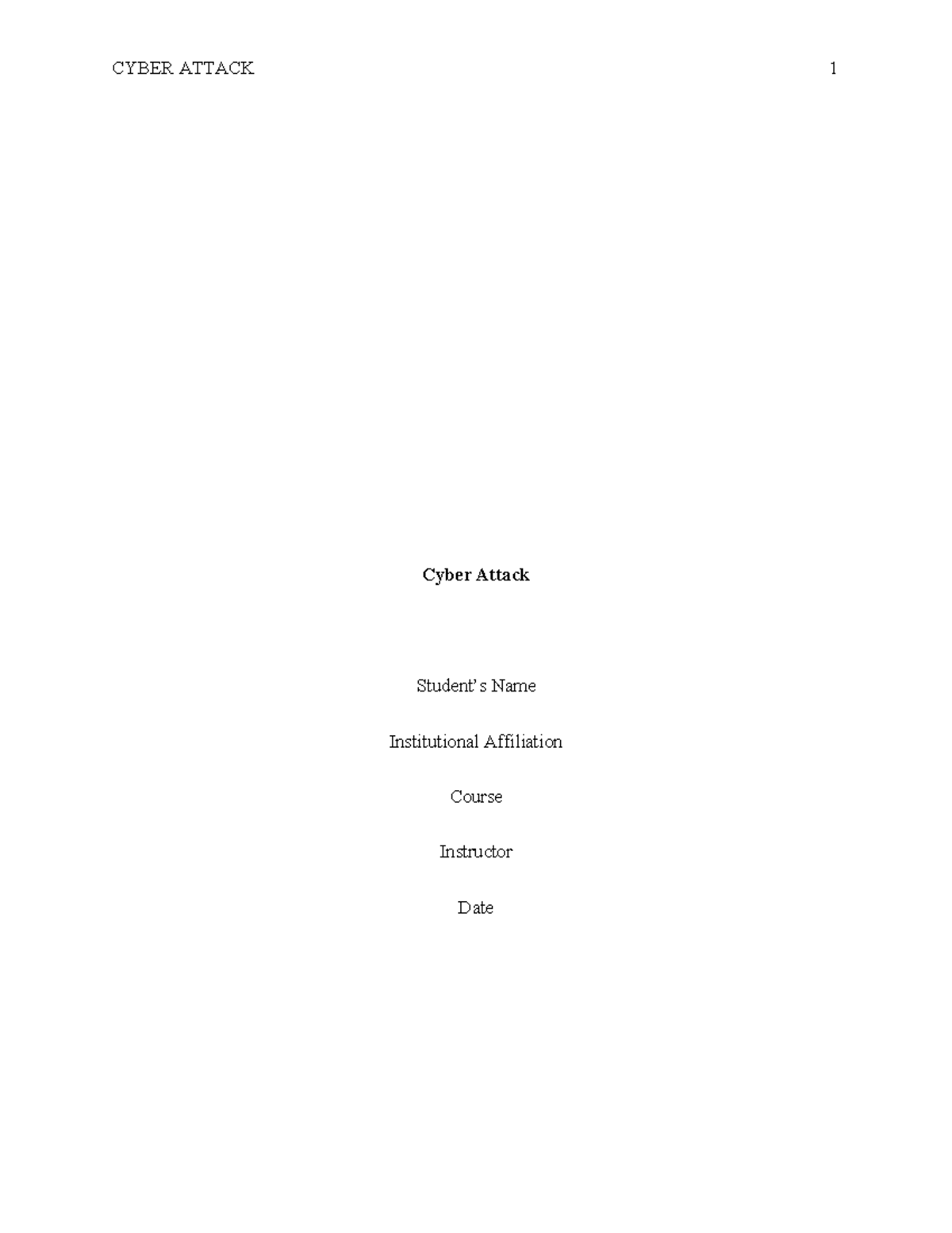 CYBER 101: Cyber Attack Analysis and Prevention Strategies - Studocu