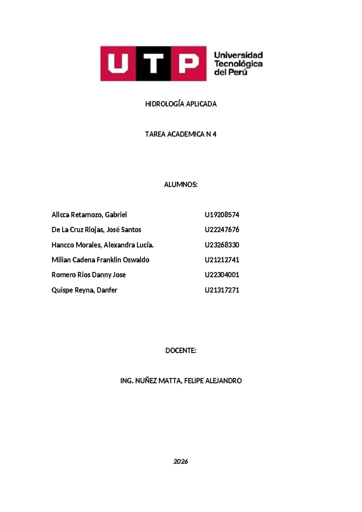 HIDROLOGÍA APLICADA: TAREA ACADÉMICA N° 4 - IA EN HIDROLOGÍA - Document Preview