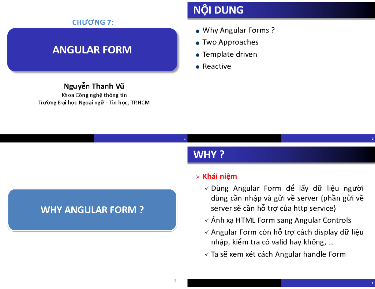 Chương 8 - Angular Forms: Template Driven và Reactive Approaches - Studocu
