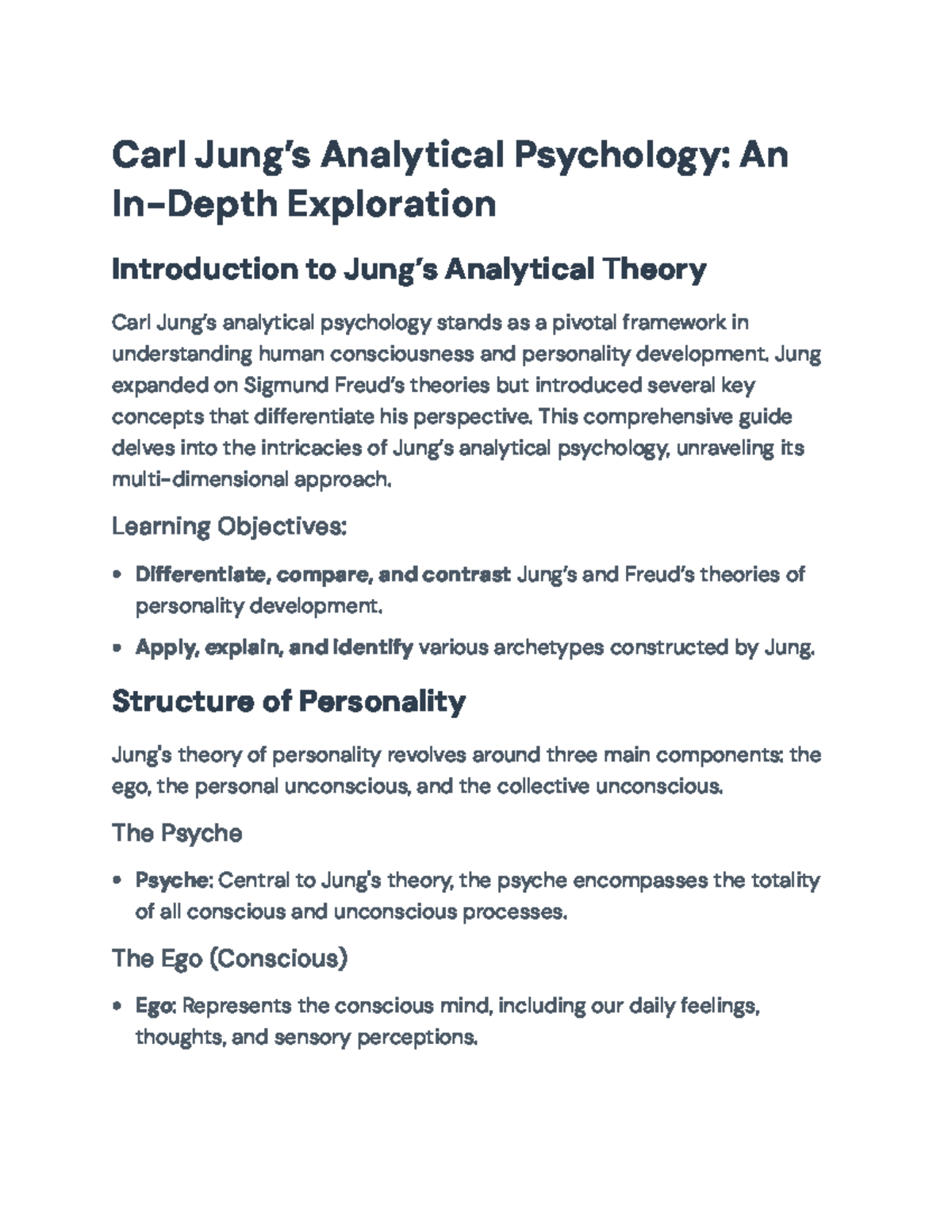 Understanding Jung's Analytical Psychology: An In-Depth Guide - Studocu