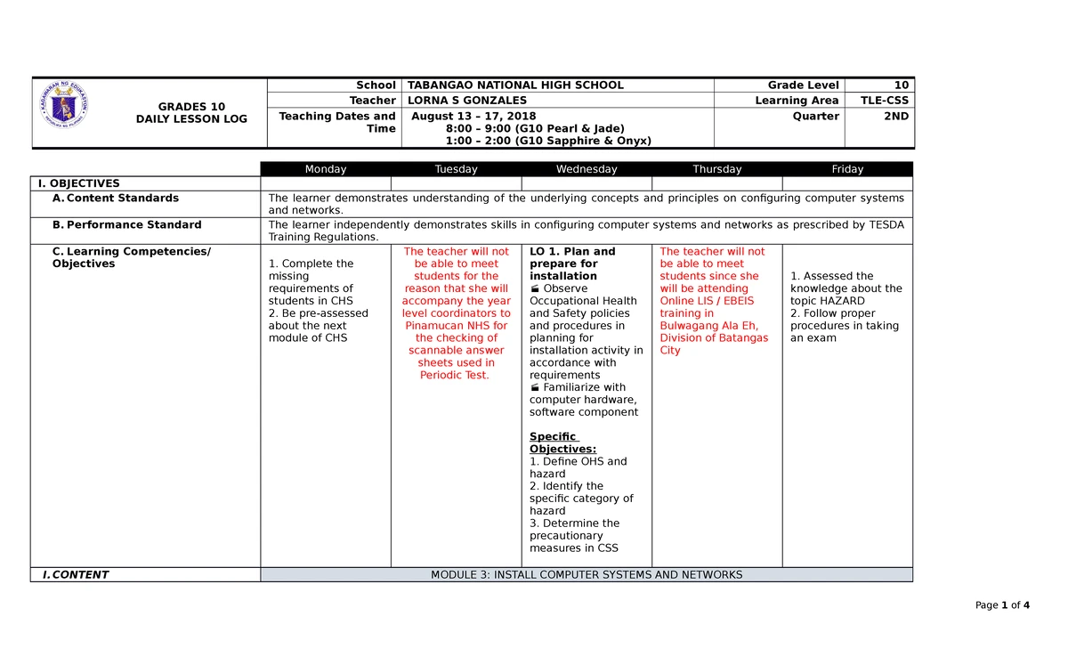 Preventing-computer-system-failure-LP - GRADE 10 DAILY LESSON PLAN ...