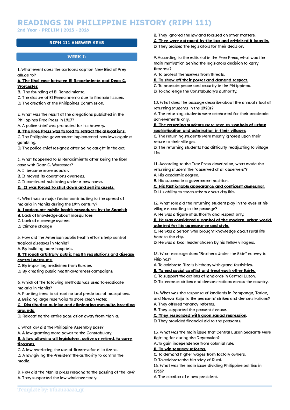 RIPH 2nd Year PRELIM 2025-2026: Comprehensive Reviewer for Philippine ...