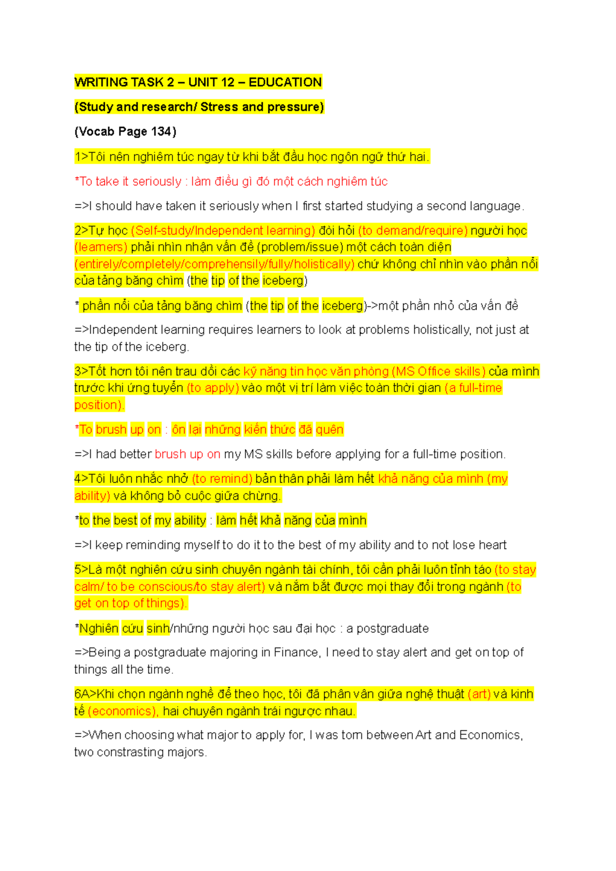 4- Writing TASK 2 - UNIT 12 - Education (Page 134) - WRITING TASK 2 ...