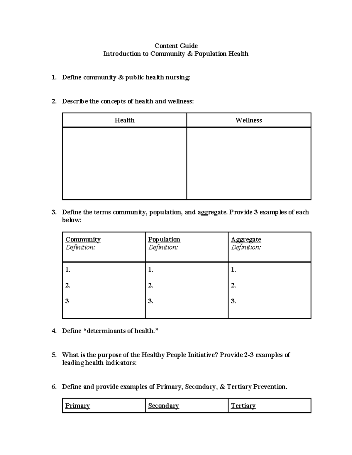 Introduction to Community & Population Health (CPH 101) Guide - Studocu