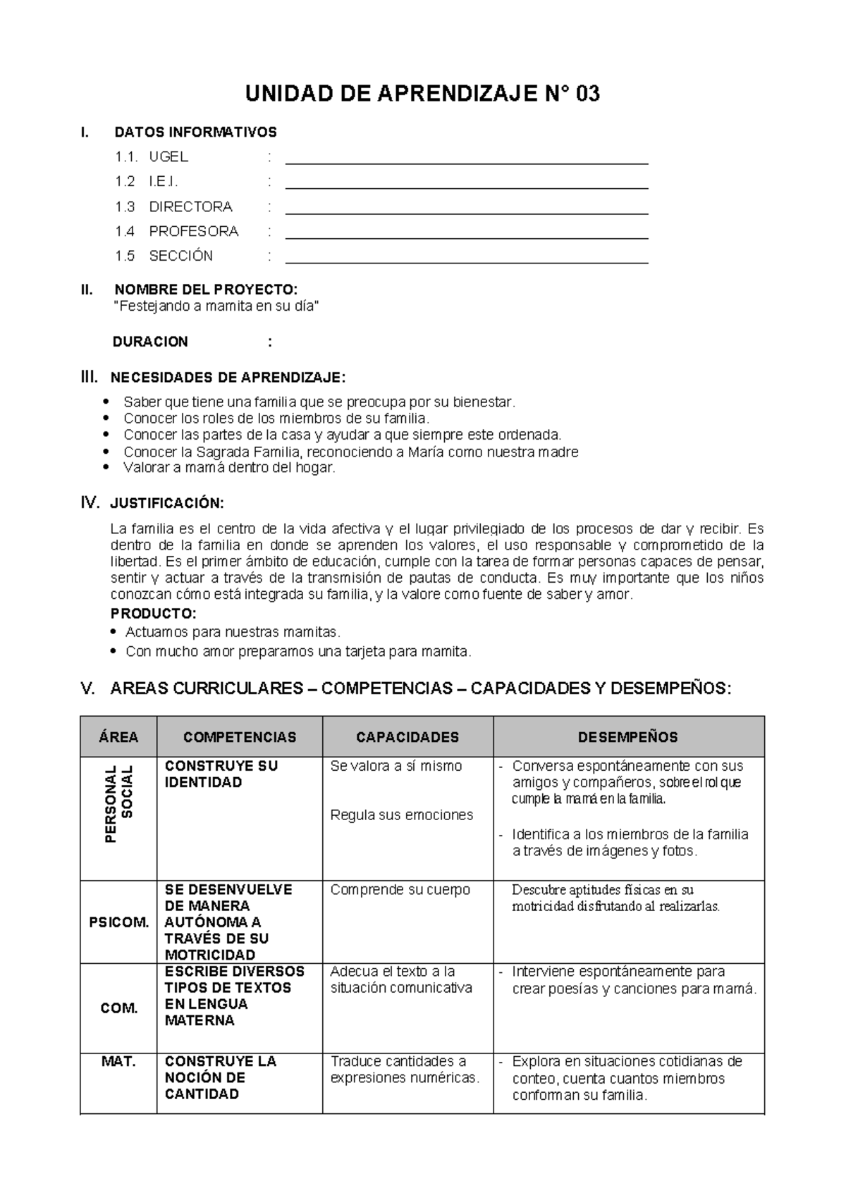 Proyecto de Aprendizaje 5AÑOS-MAYO: La Importancia de la Familia - Studocu