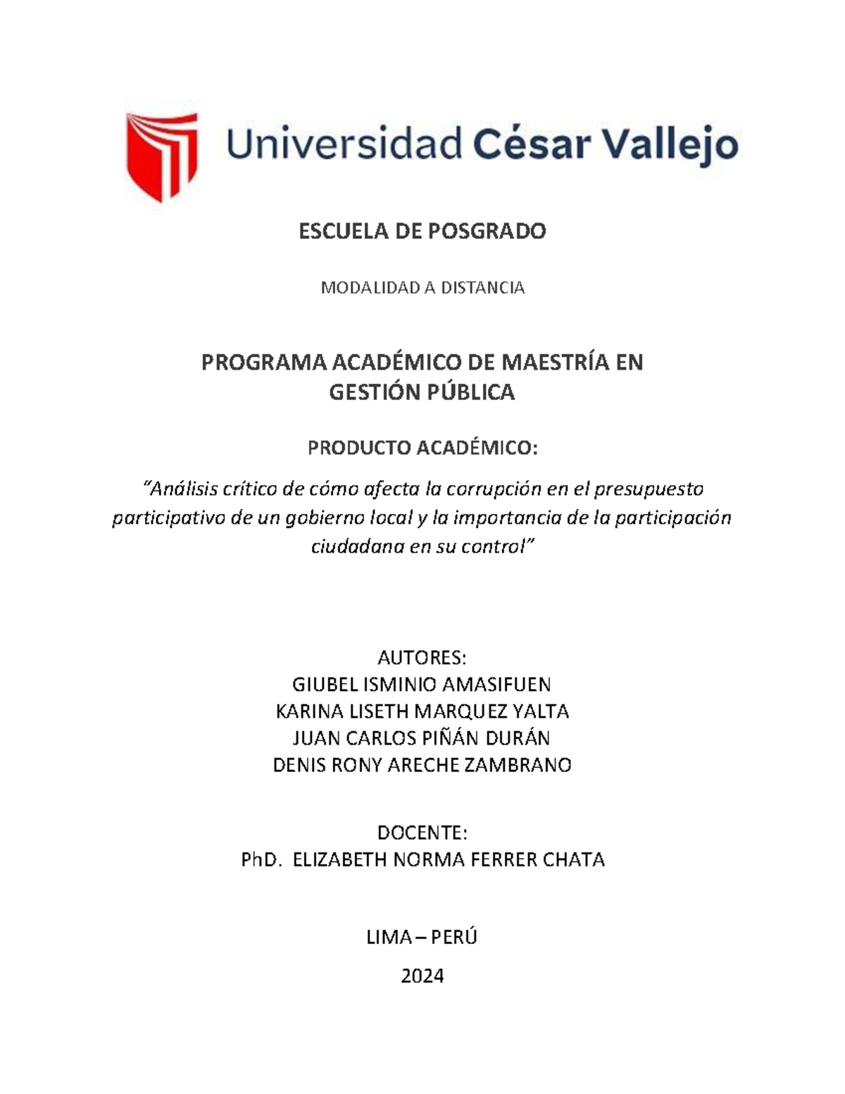 784815722 Análisis Crítico de la Corrupción en Presupuestos Participativos - Document Preview