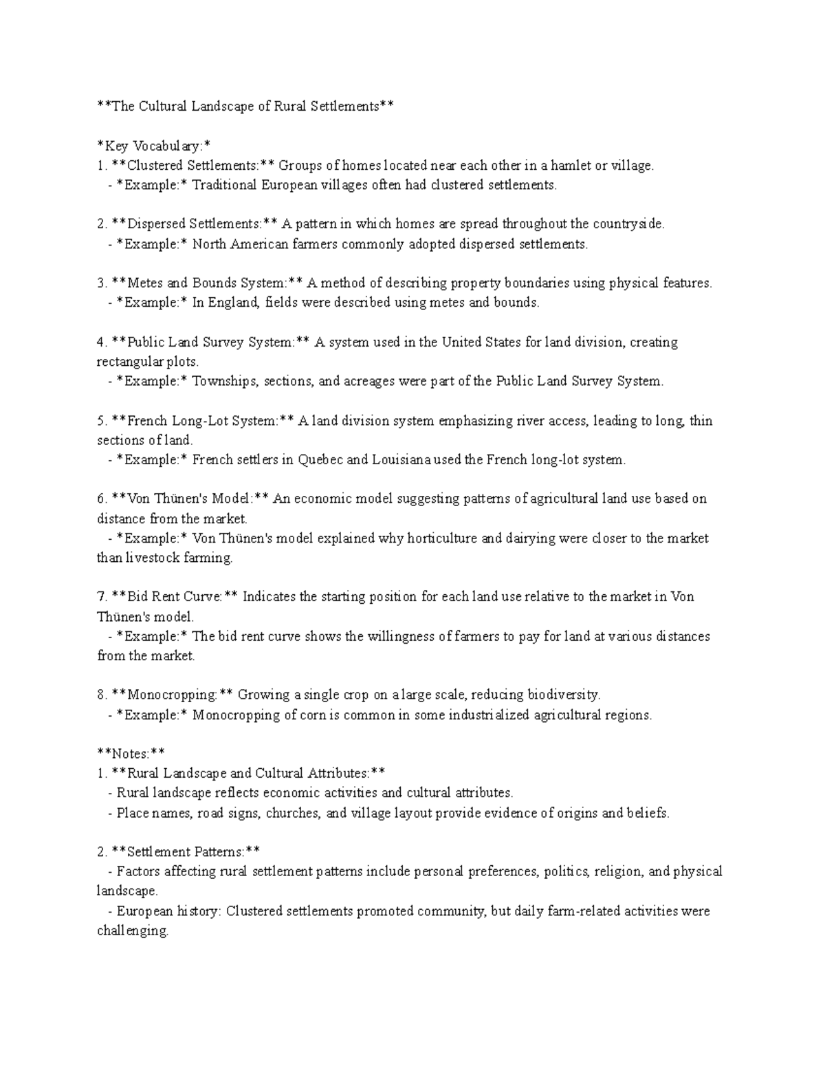 Cultural Landscape of Rural Settlements - Chapter 14 Notes - Vewq - Studocu