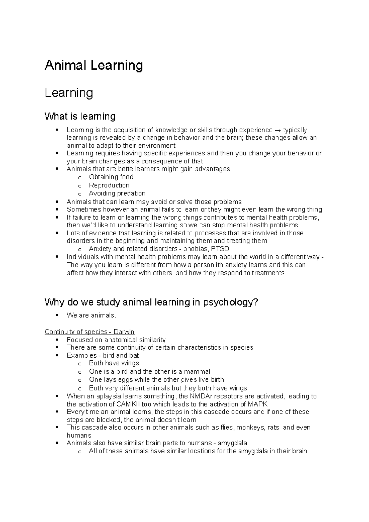 Animal Learning Notes: Understanding Behavior Changes and Adaptation ...