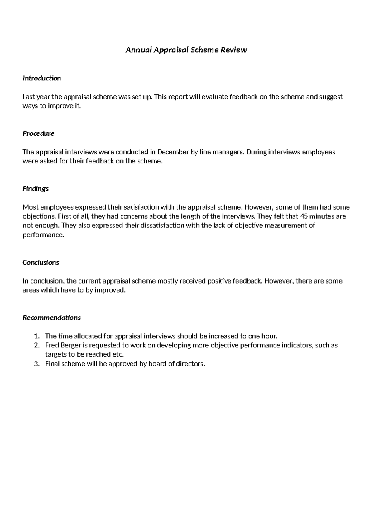Annual Appraisal Scheme Review (W 2) Report and Recommendations - Studocu