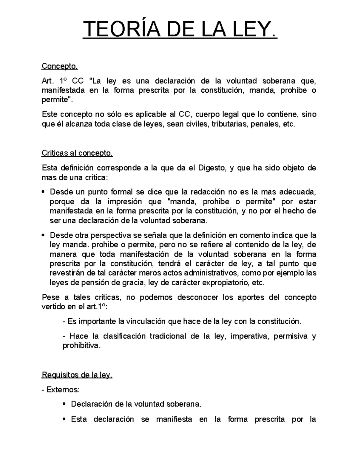 Apuntes sobre la Teoría de la Ley - Derecho Civil Introductorio (1709 ...