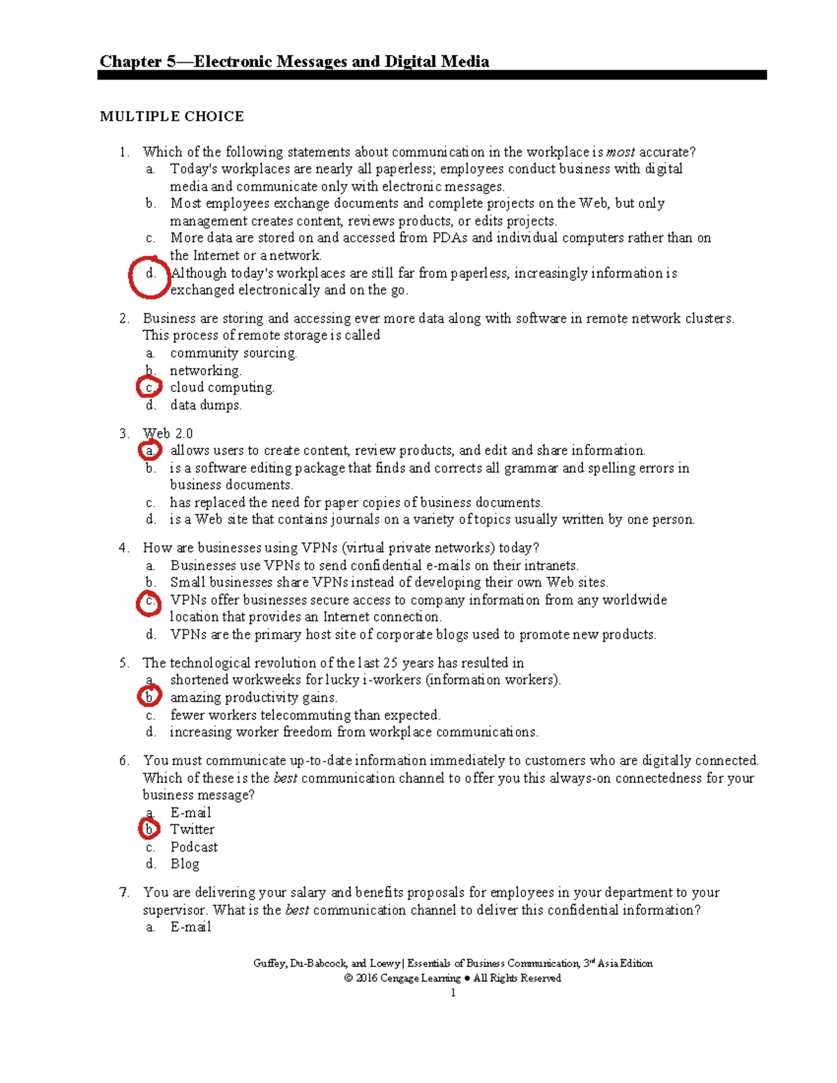 Chapter 5: Messages and Digital Media - Multiple Choice Questions - Studocu