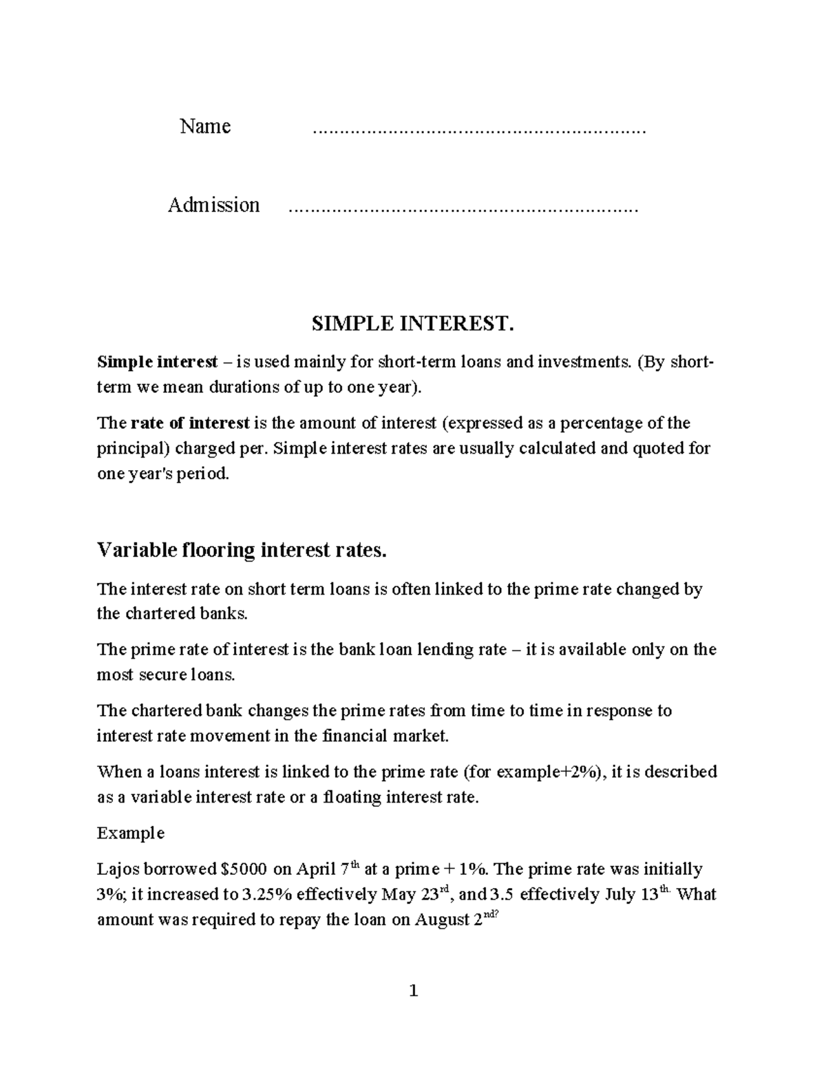 Document 18 - Simple Interest & Compound Interest Overview - Studocu