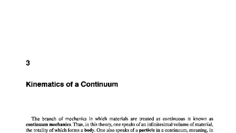 3 Kinematics of a Continuum: Understanding Particle Motion in Mechanics ...