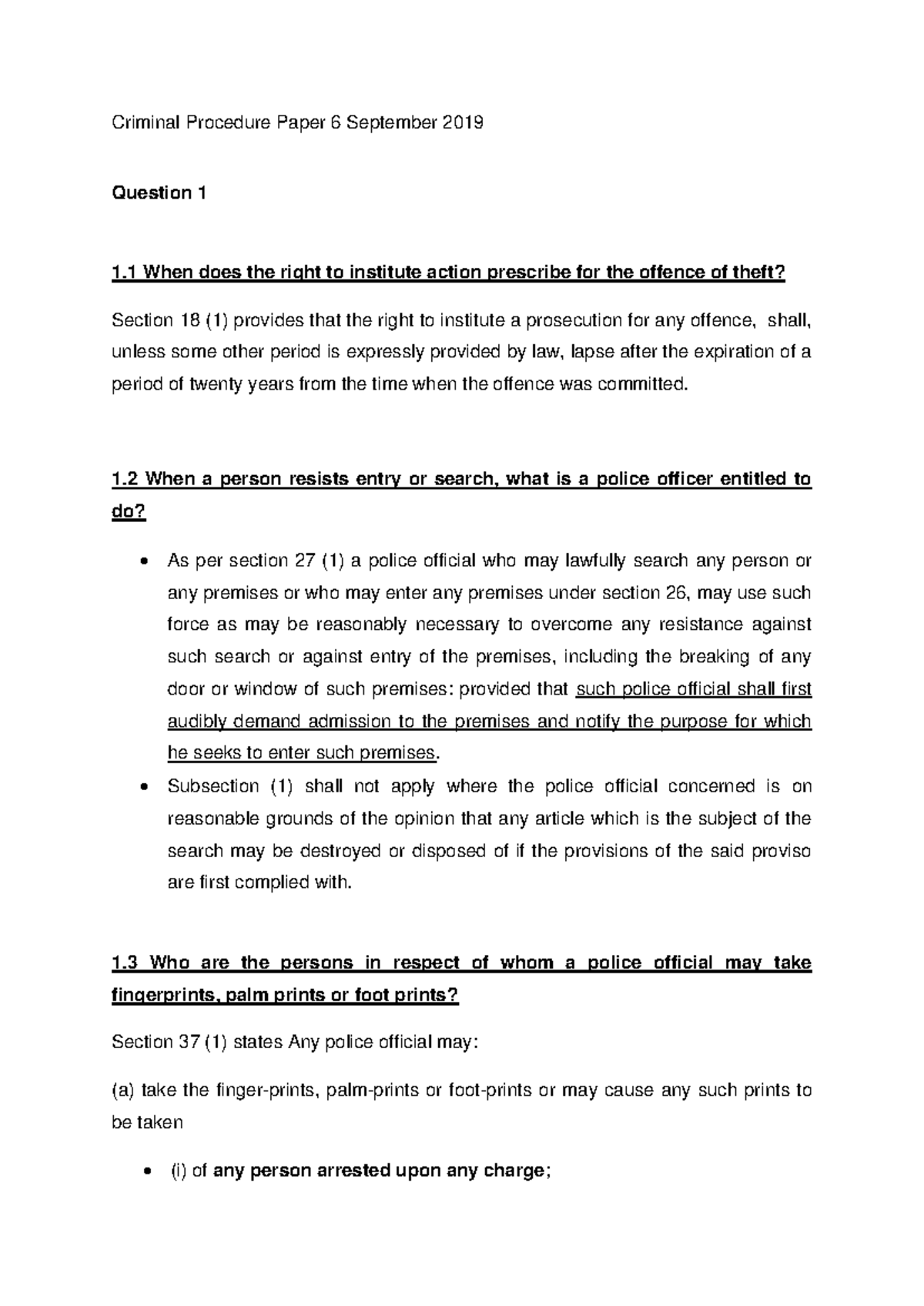 Criminal Procedure Prep Notes 2021: Key Concepts and Case Law - Studocu