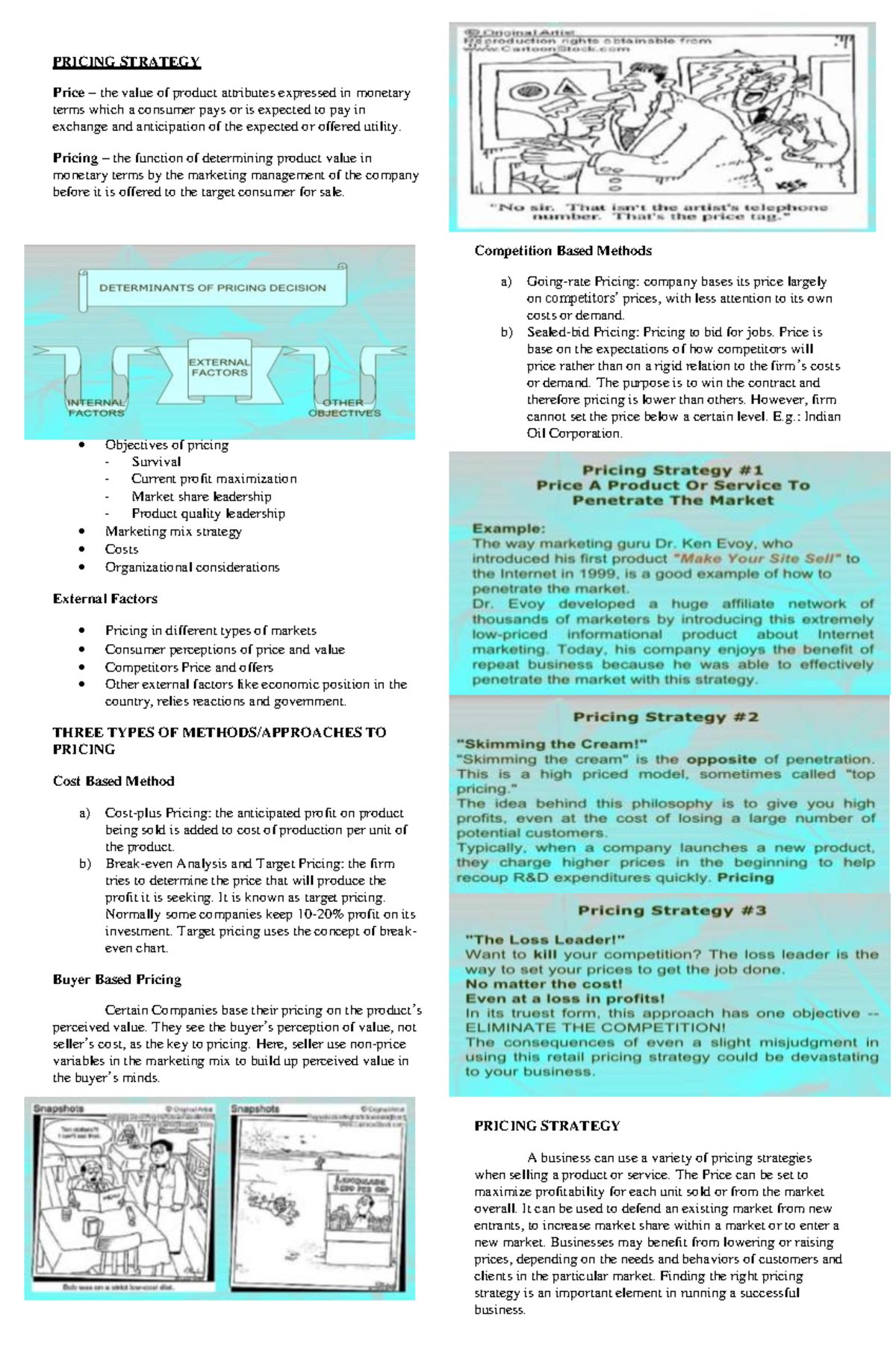 Pricing Strategy - Lesson 1 Overview and Key Approaches - Studocu