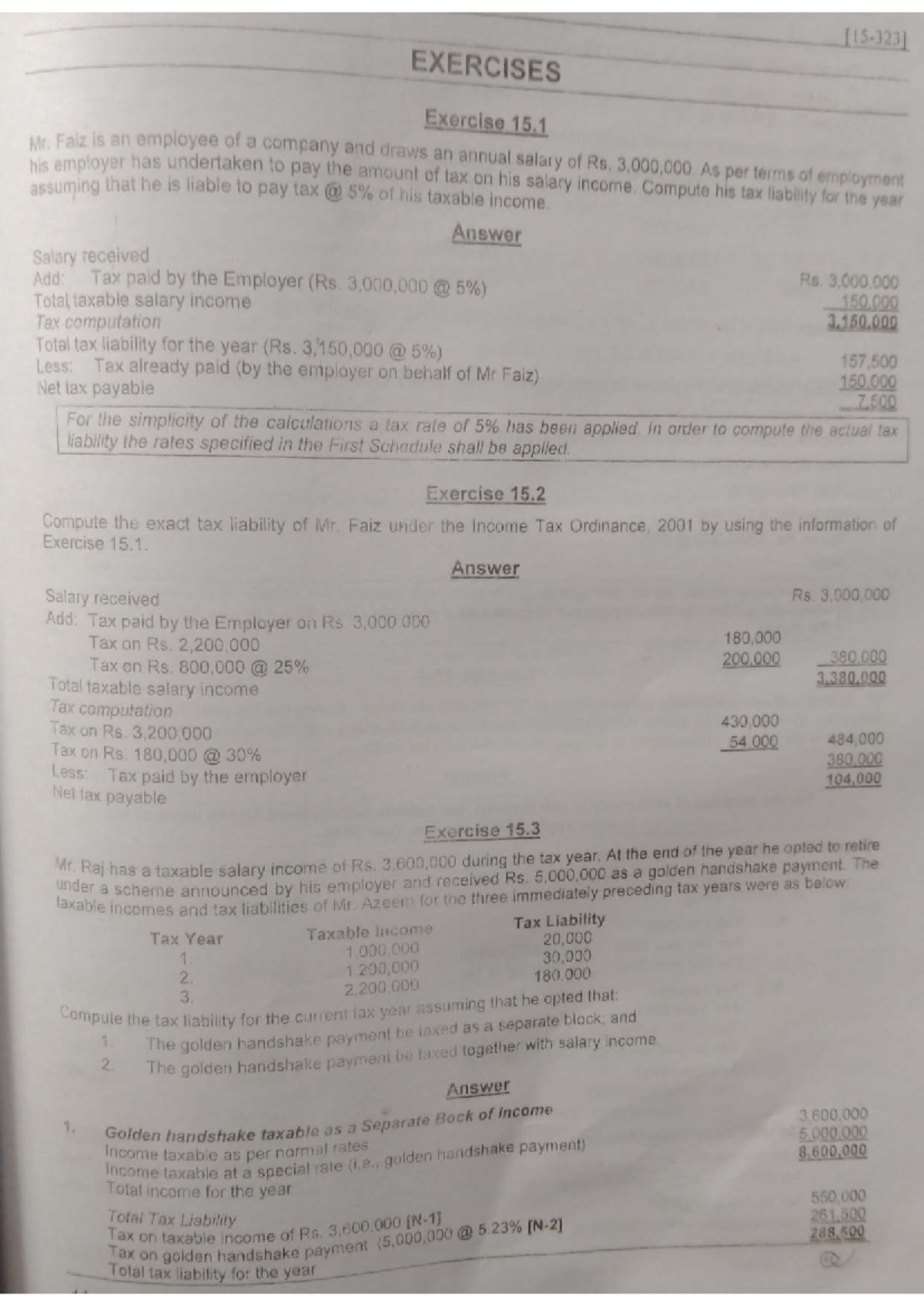 Individual Salary Income Tax Computation Exercises (Taxation 101) - Studocu