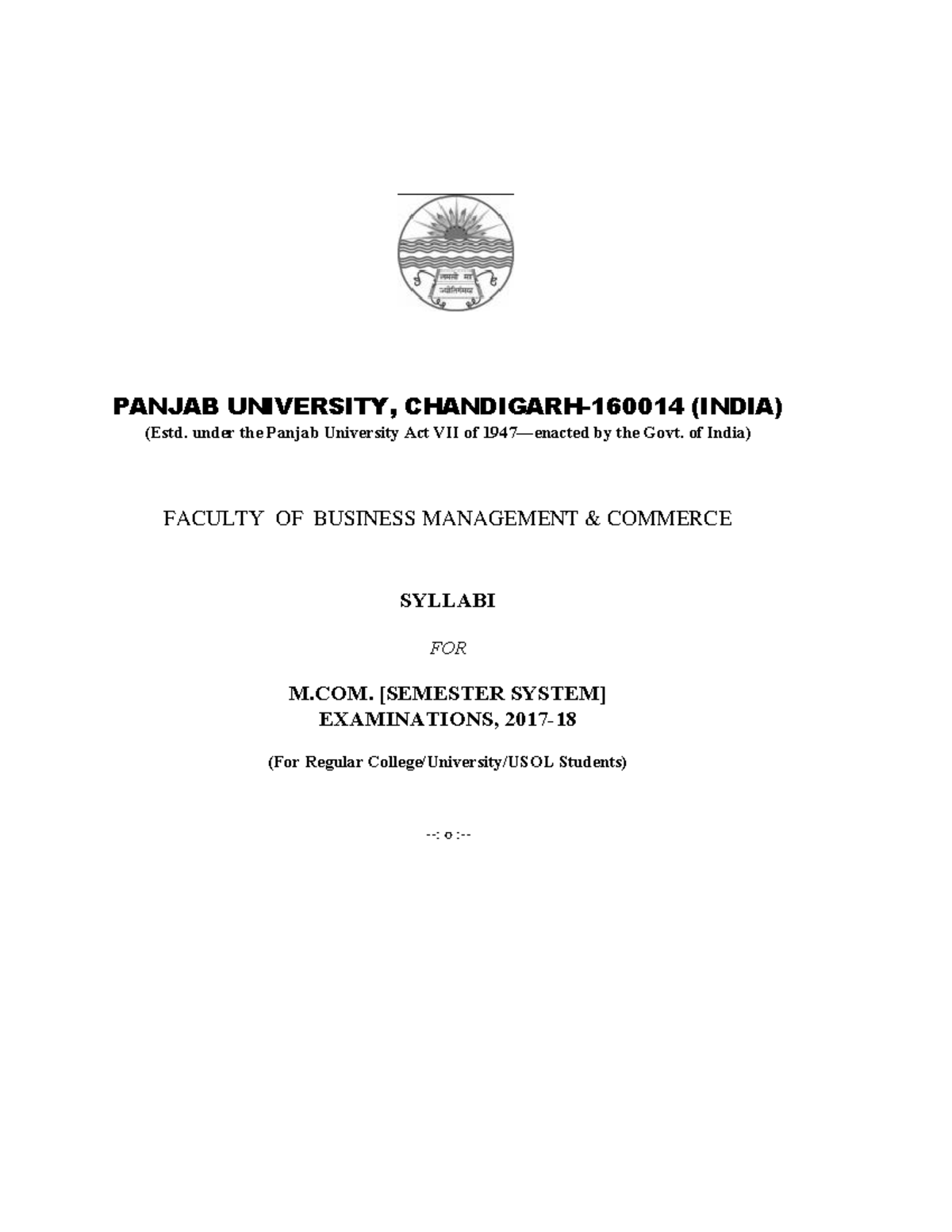 M.COM. (SEMESTER SYSTEM) SYLLABUS & EXAMINATION GUIDELINES - Studocu