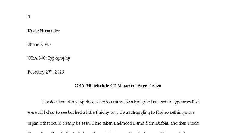 GRA 340 Module 4 Magazine Page Design Analysis - Kadie Hernandez - Studocu
