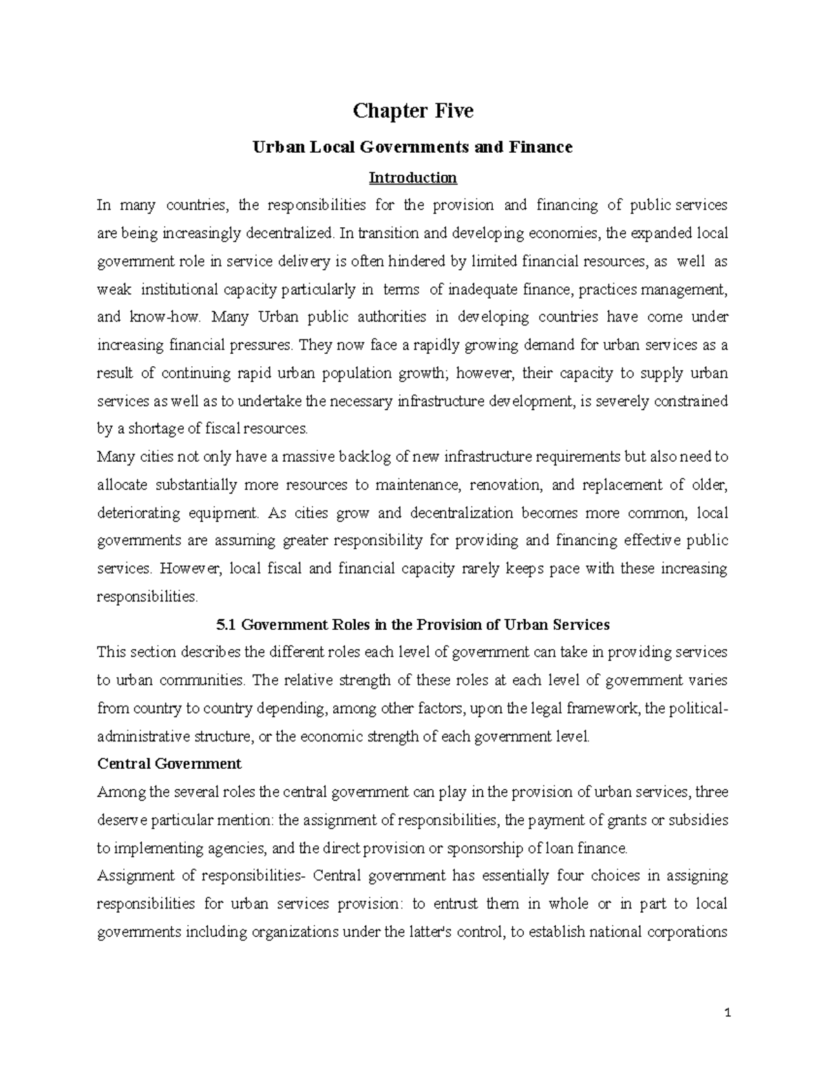 Chapter 5 - Urban Land Use and Local Government Finance Strategies ...