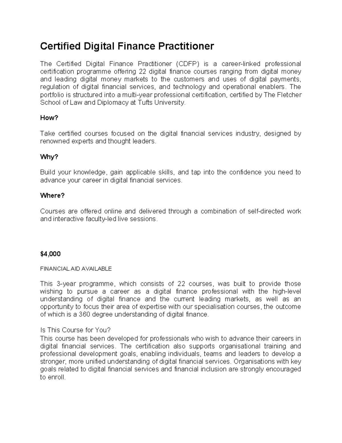 Certified Digital Finance Practitioner Program Overview (CDFP) - Studocu