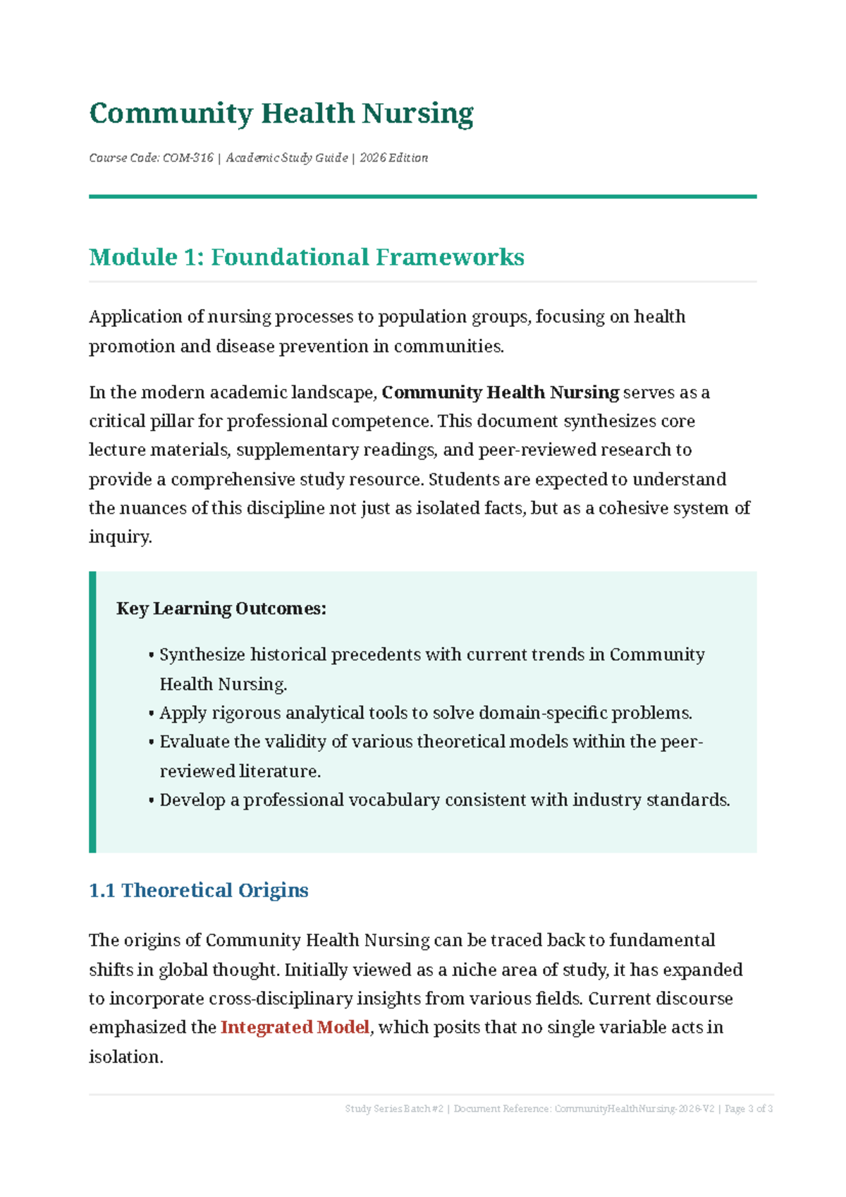 Community Health Nursing Study Notes: Academic Guide 2026 Edition - Studocu