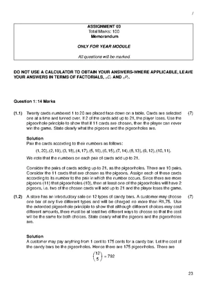 MAT2612-2022-Assignment 2-Solutions and Detailed Analysis - Studocu